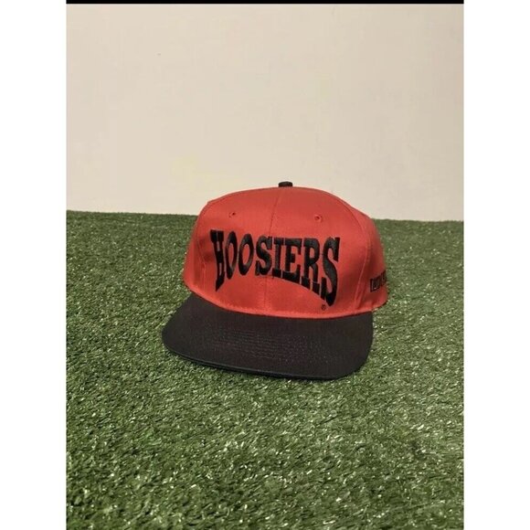 vintage Indiana Hoosiers hat cap snap back black red football spell out 90s mens - Picture 3 of 12
